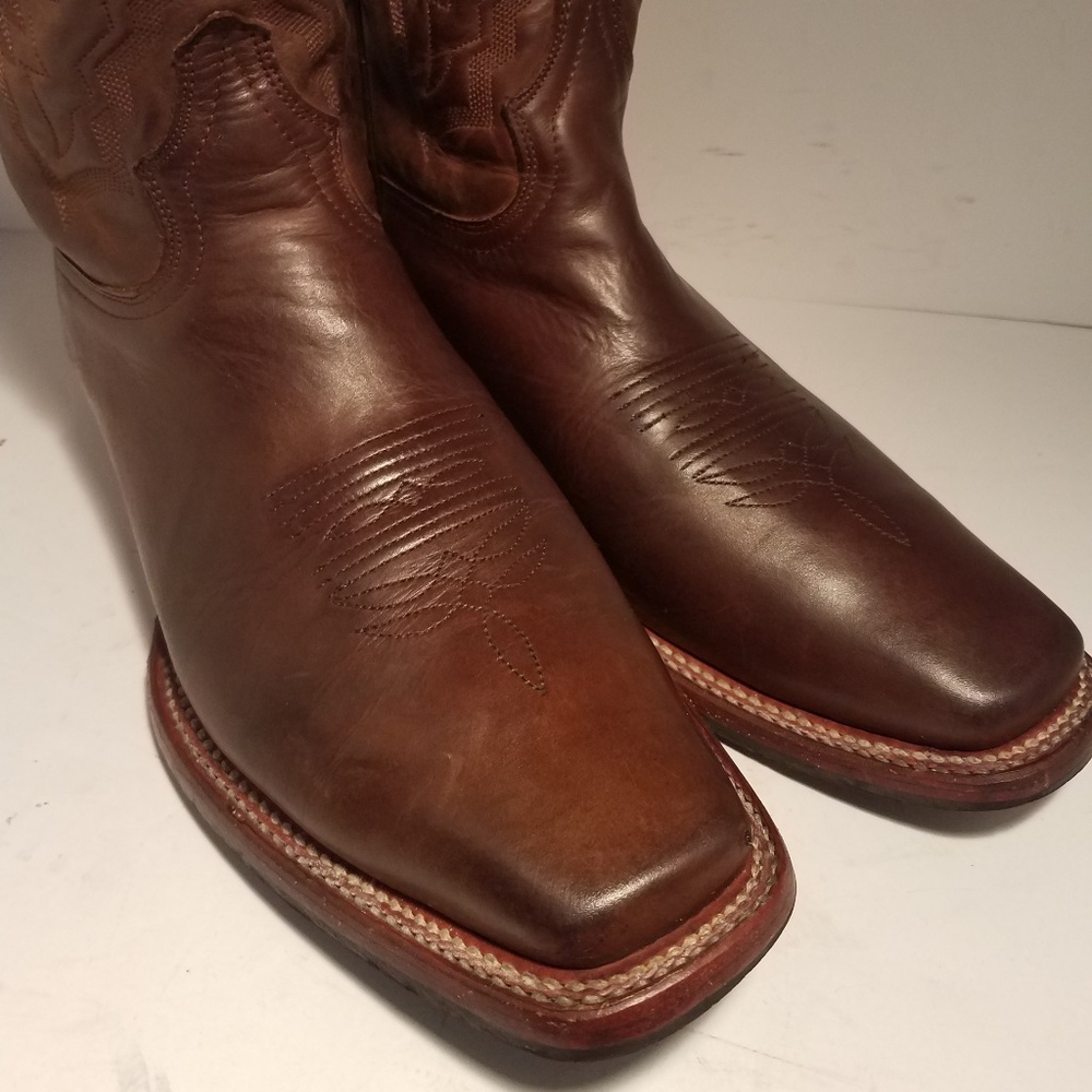 Western Boots Brn NarSqToe Soft Leather 10.5-11D